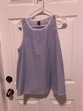 Emily Rose Blue and White Striped Tank Top